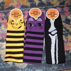 NWT Fun Kid knee socks 3 pairs:bones,pumpkin & cat